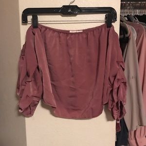 Mauve off-the-shoulder Crop Top